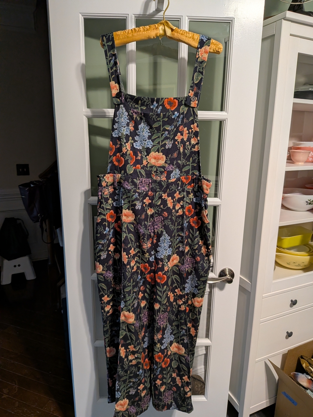Cider Floral Print Black Overall Jumpsuit with Multicolor Blooms Size 1x